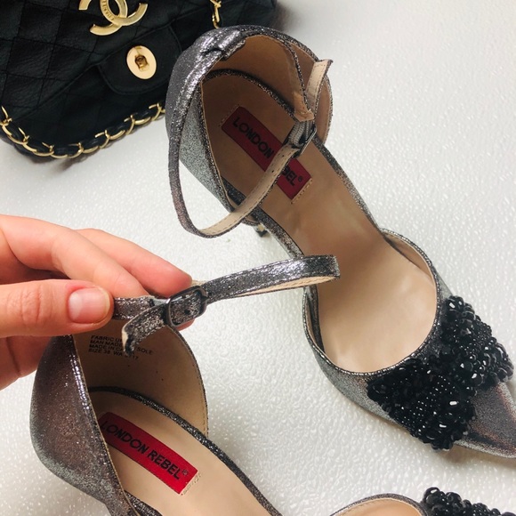 London Rebel Bow Two Part Point High Heels - Picture 7 of 11